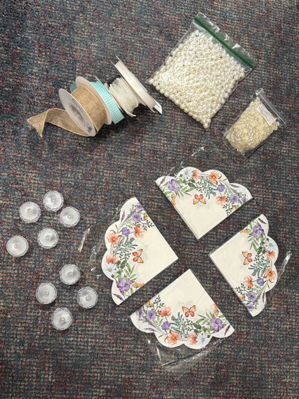 Floral Butterfly Cocktail Napkins and Party Craft Set - Cream